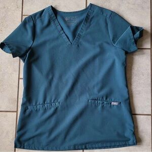 Figs Caribbean blue V-Neck Scrub Top